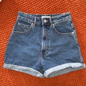 Zara high-waisted denim shorts